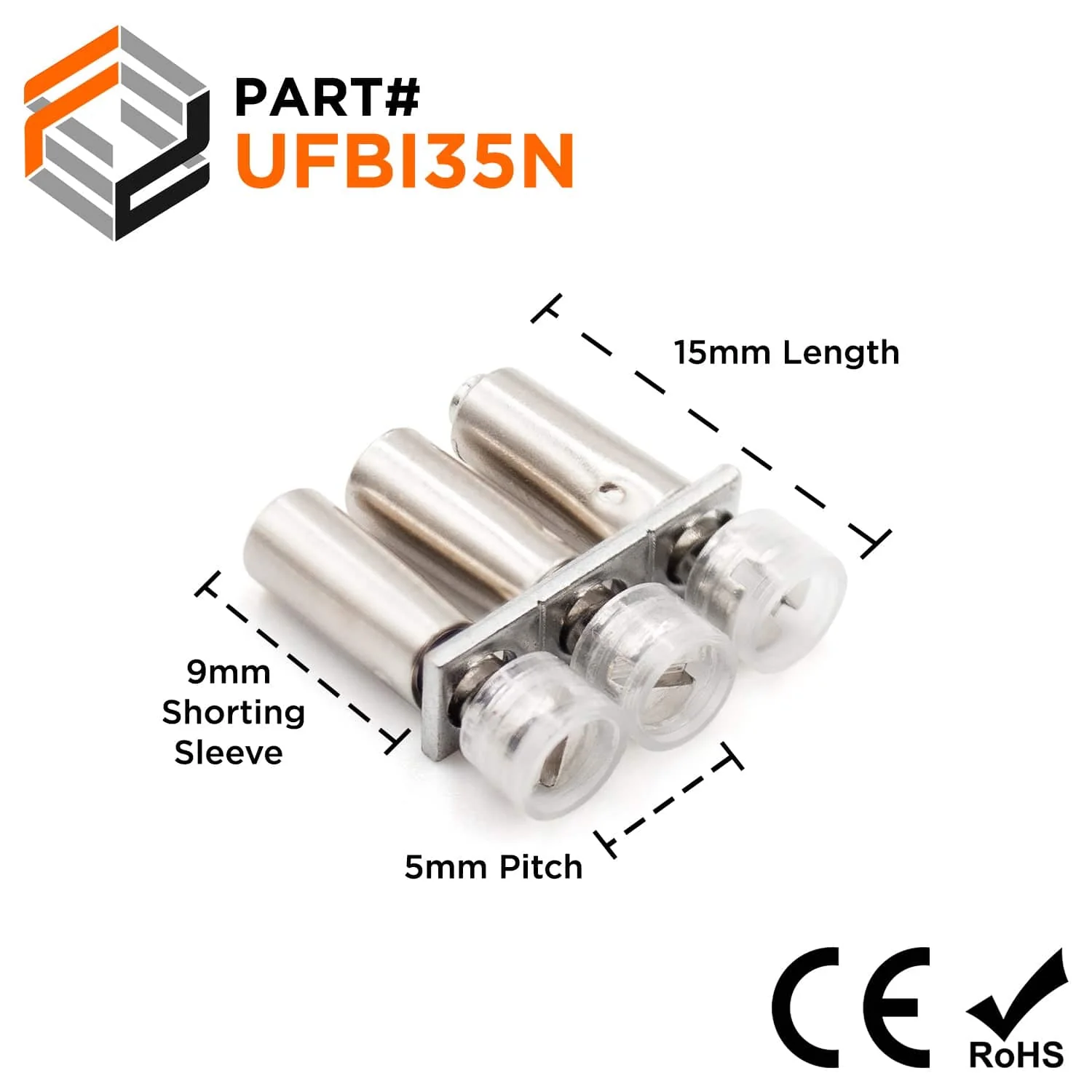 UFBI3-5N - Terminal Block Internal Jumper with Insulation Collar, 3 Positions, Screw Down