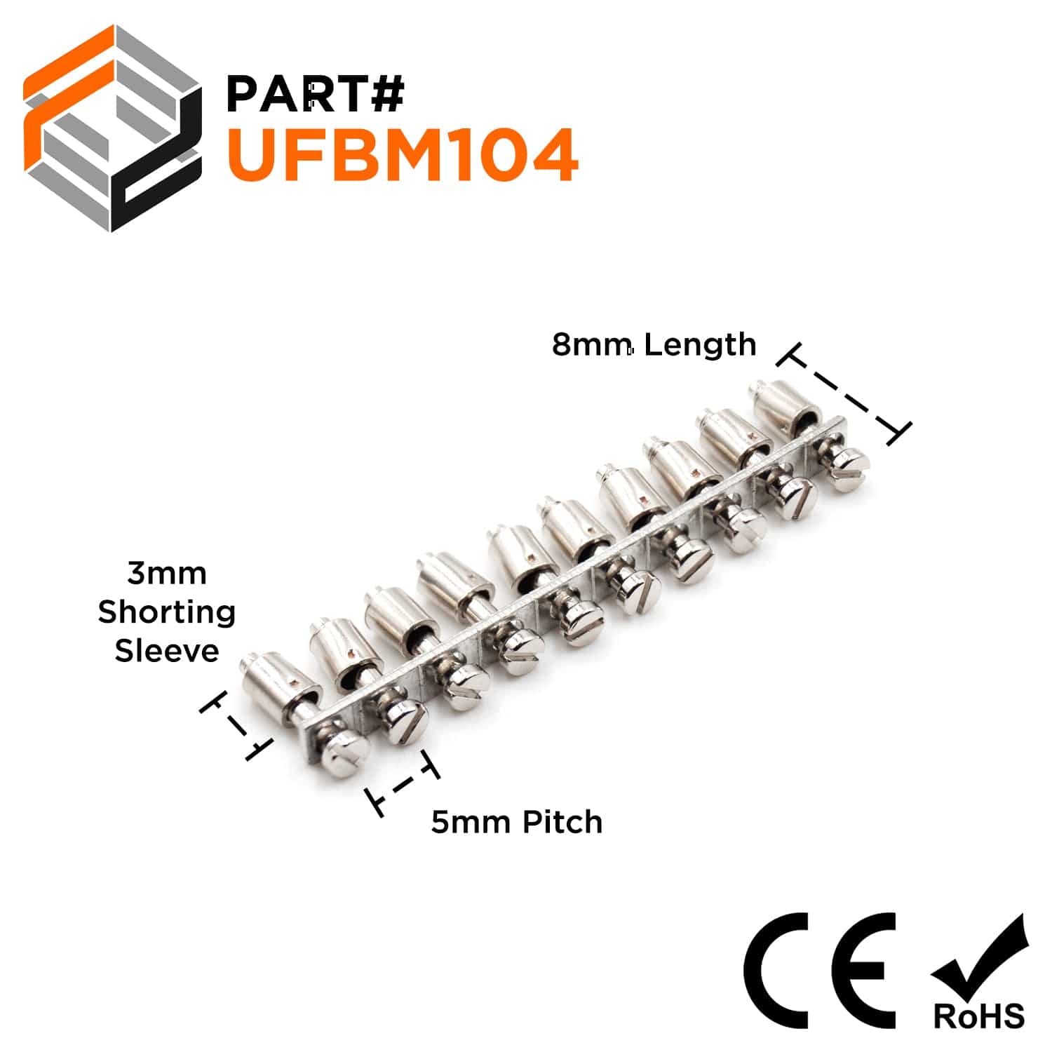 UFBM10-4 - Mini Terminal Block Internal Jumper, 10 Positions, Screw Down