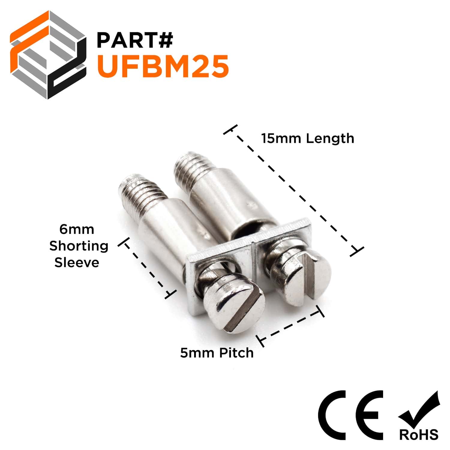 UFBM2-5 - Mini Terminal Block Internal Jumper, 2 Positions, Screw Down