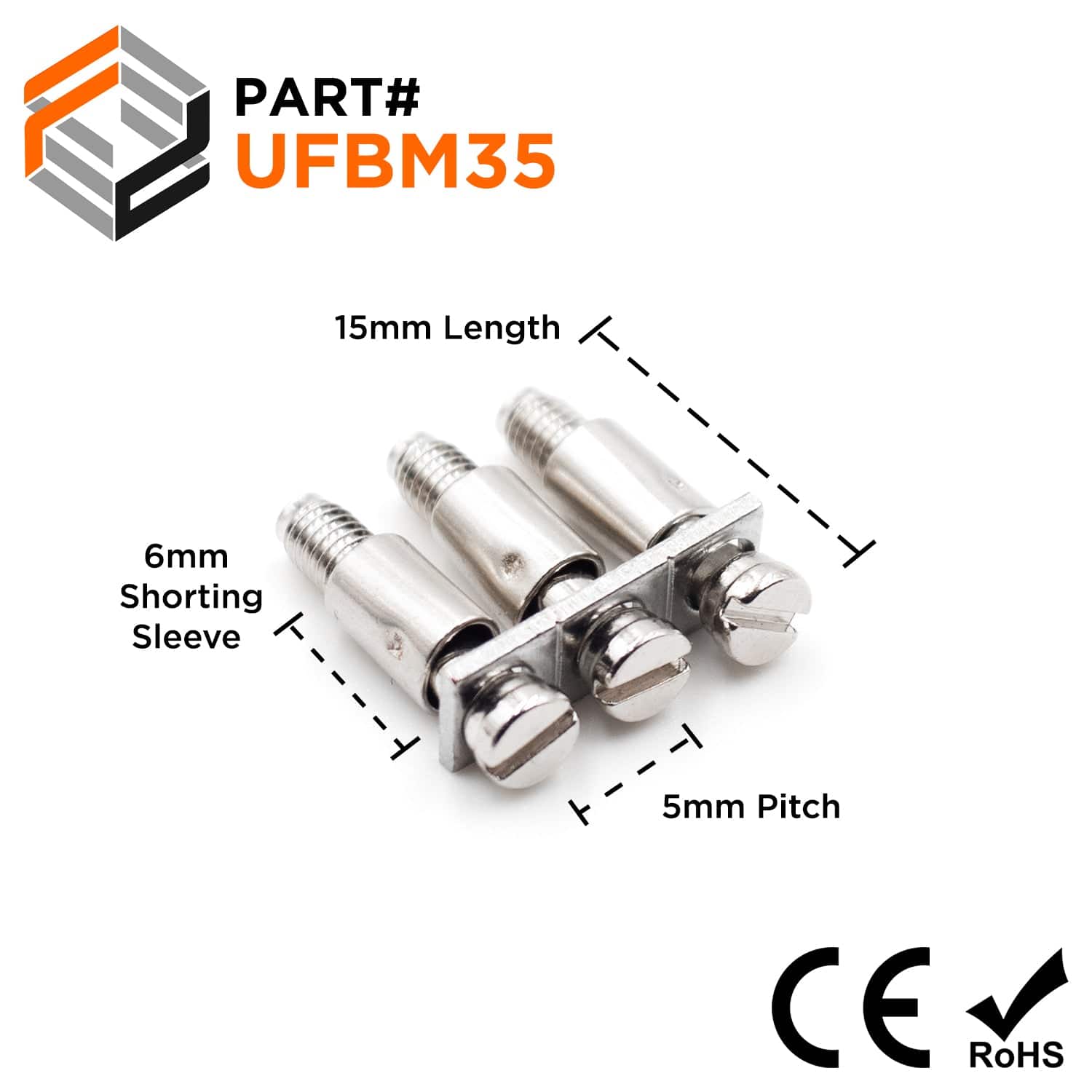 UFBM3-5 - Mini Terminal Block Internal Jumper, 3 Positions, Screw Down