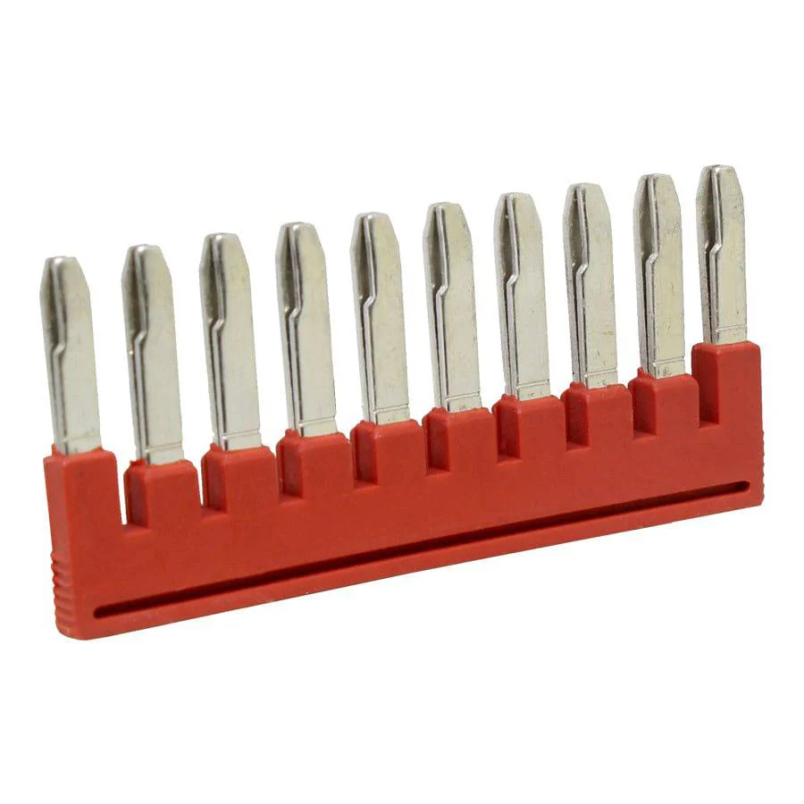 UFBS10-5 - 10 Position Terminal Block, Cross Connection Quick Pluggable Jumper, Flat Pins, Red