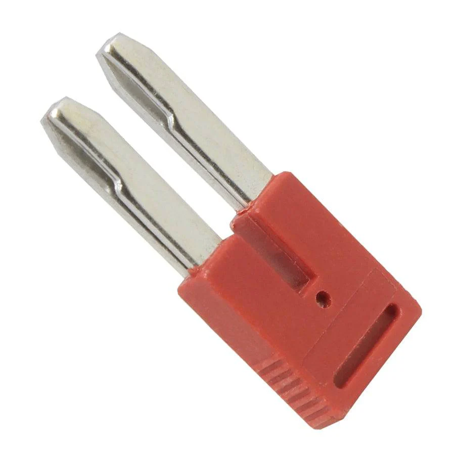 UFBS2-5 - 2 Position Terminal Block, Cross Connection Quick Pluggable Jumper, Flat Pins, Red