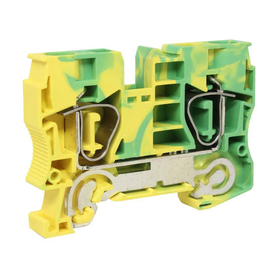 UJ5-10JD - 16 to 6 AWG, Spring Cage Terminal Block, UL Approved, Yellow-Green