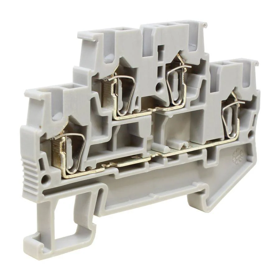 UJ5-2.5/2-2 - 24 to 12 AWG, Spring Cage Terminal Block, 500v, UL Approved, Gray