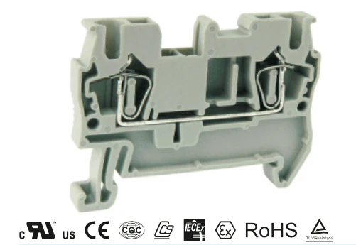 UJ5-2.5 - 24 to 12 AWG, Spring Cage Terminal Block, 800v, UL Approved, Gray - Image 2
