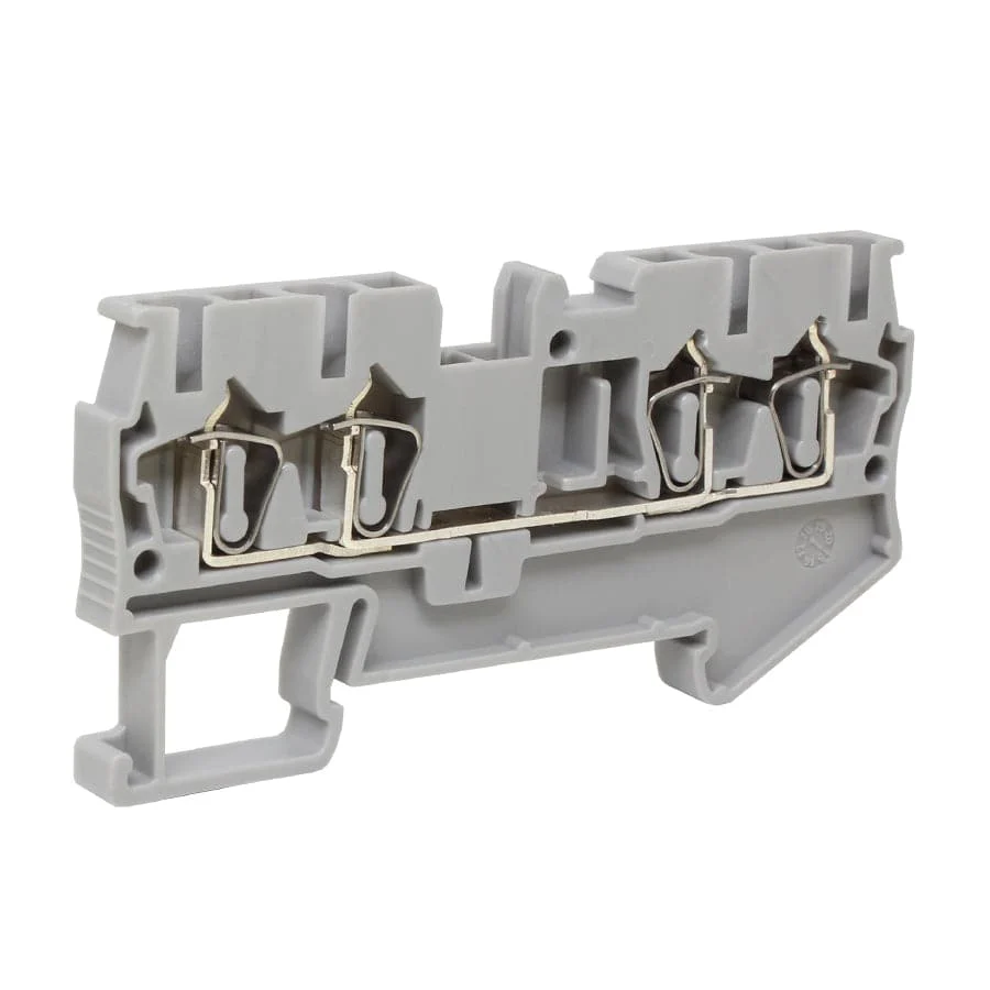 UJ5-2.5/2x2 - 24 to 12 AWG, Spring Cage Terminal Block, 800v, UL Approved, Gray