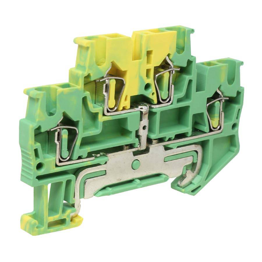 UJ5-2.5/2-2JD - 26 to 14 AWG, Spring Cage Terminal Block, UL Approved, Yellow-Green