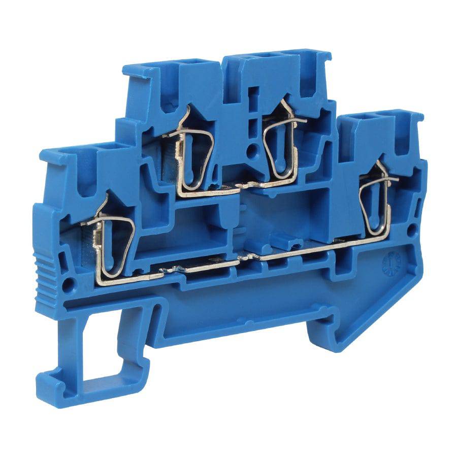 UJ5-2.5/2-2(BU) - 24 to 12 AWG, Spring Cage Terminal Block, 500v, UL Approved, Blue