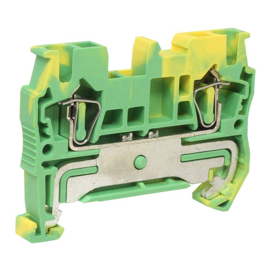 UJ5-2.5JD - 24 to 12 AWG, Spring Cage Terminal Block, UL Approved, Yellow-Green
