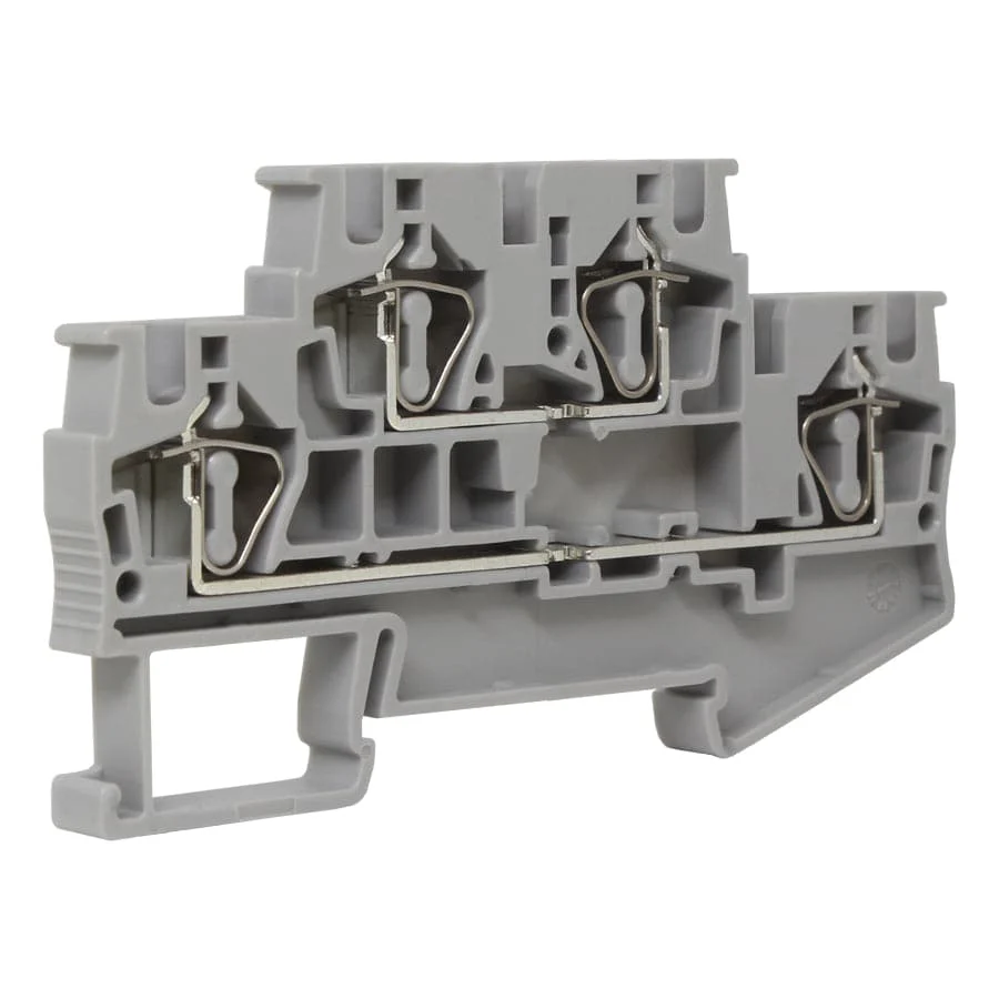 UJ5-4/2-2 - 24 to 10 AWG, Spring Cage Terminal Block, 500v, UL Approved, Gray
