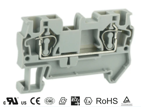 UJ5-4 - 24 to 10 AWG, Spring Cage Terminal Block, 800v, UL Approved, Gray - Image 2