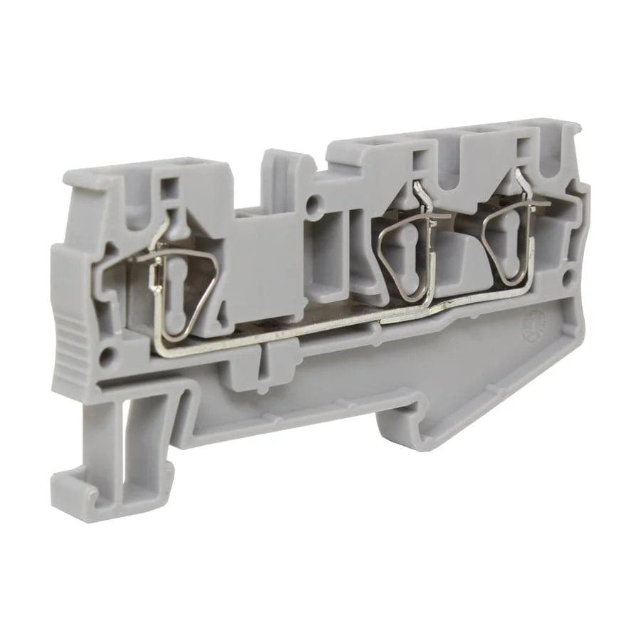 UJ5-4/1×2 - 24 to 10 AWG, Spring Cage Terminal Block, 800v, UL Approved, Gray