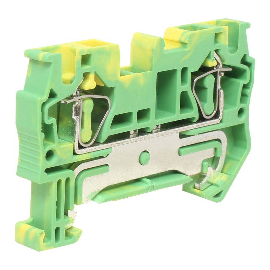 UJ5-4JD - 24 to 10 AWG, Spring Cage Terminal Block, UL Approved, Yellow-Green