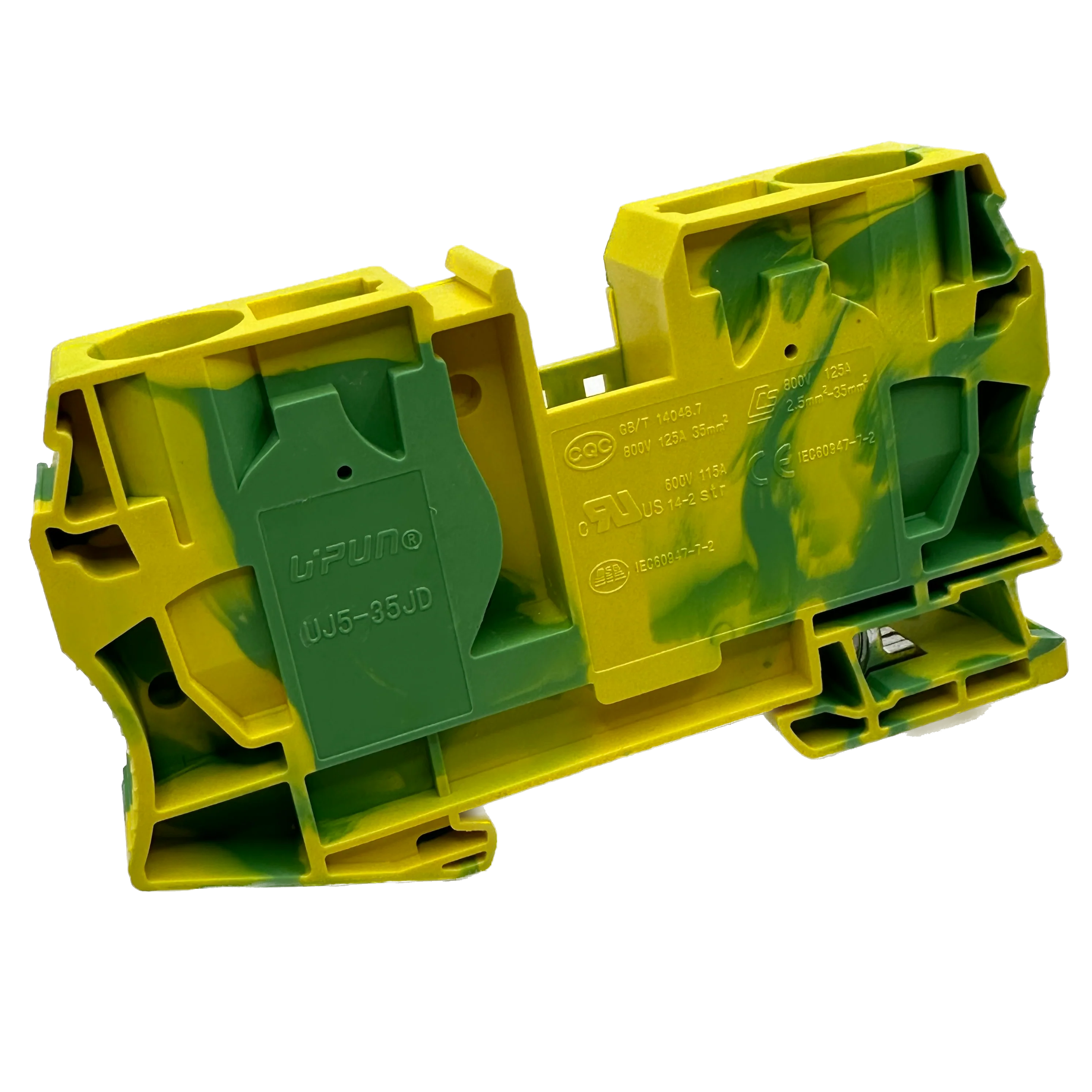 UJ5-35JD - 14 to 2 AWG Spring Cage Terminal Block, Ground, UL Approved, 1 Piece - Image 2