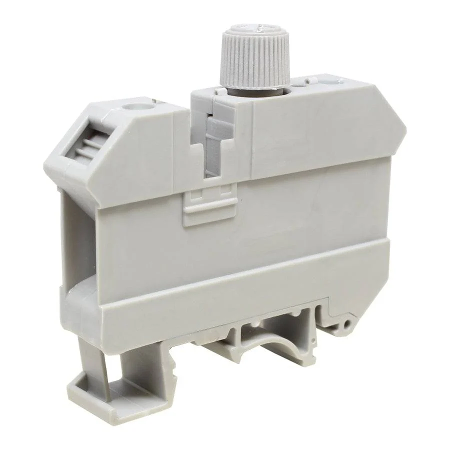 UKJ-10RD - 22 to 6 AWG Screw Clamp Fuse Terminal Block, 800v, UL Approved, Gray