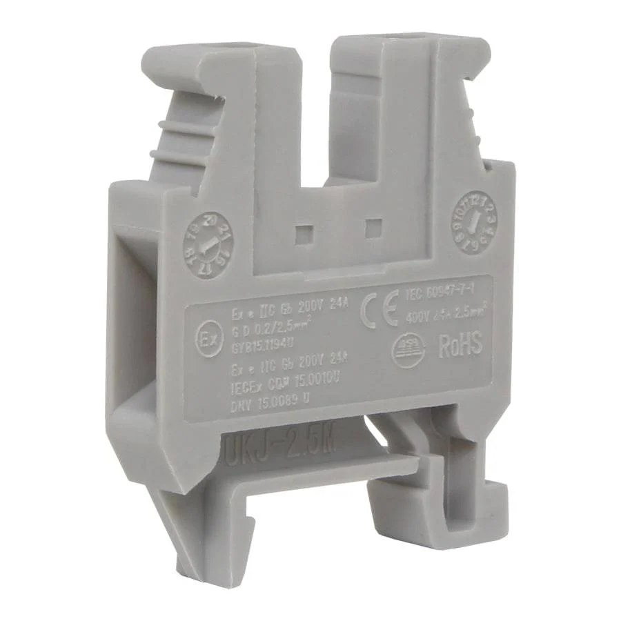 UKJ-2.5M - 24 to 12 AWG Mini Screw Clamp Terminal Block, 500v, UL Approved, Gray