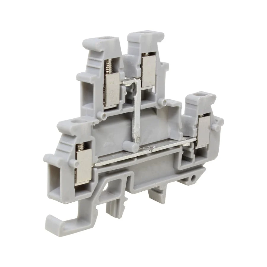 UKJ-2.5M/2-2 - 24 to 12 AWG Screw Clamp, Feed-Thru, Terminal Block, 500v, UL Approved, Gray