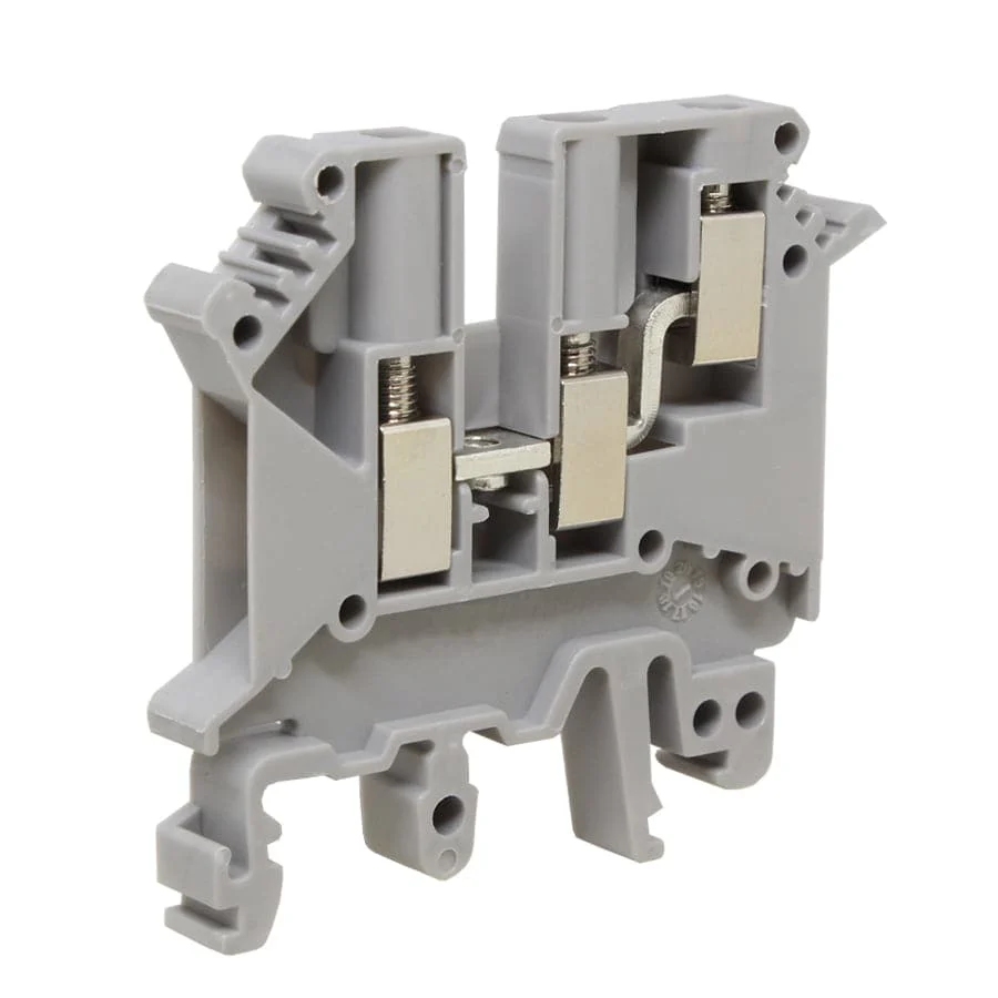 UKJ-4/1x2 - 24 to 12 AWG Screw Clamp, Feed-Thru, Terminal Block, 500v, UL Approved, Gray