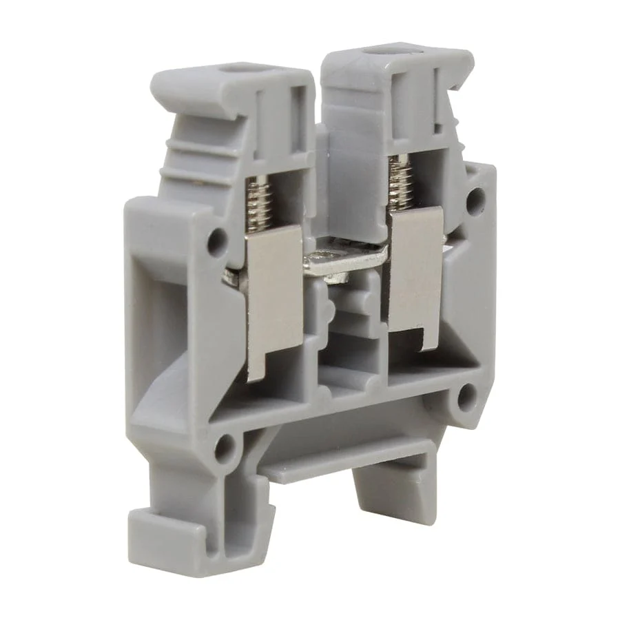 UKJ-4M - 24 to 10 AWG Screw Clamp, Feed-Thru, Mini Terminal Block, 500v, UL Approved, Gray