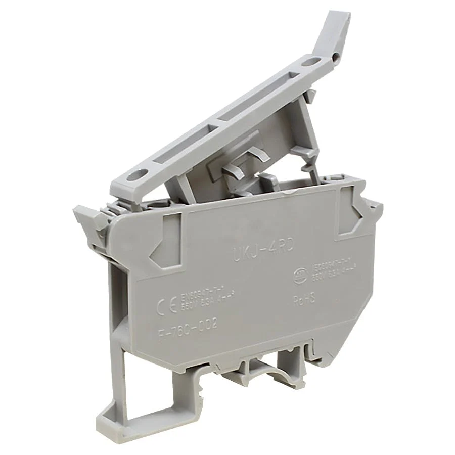 UKJ-4RD - 24 to 12 AWG Screw Clamp, Feed-Thru, Terminal Block, 660v, UL Approved, Gray