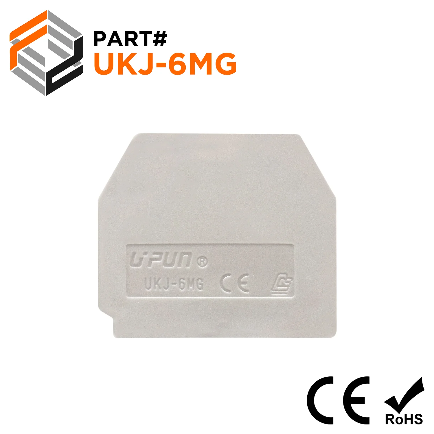 UKJ-6MG - End Cover for Miniature Feed Through, Screw Clamp Terminal Block, Gray