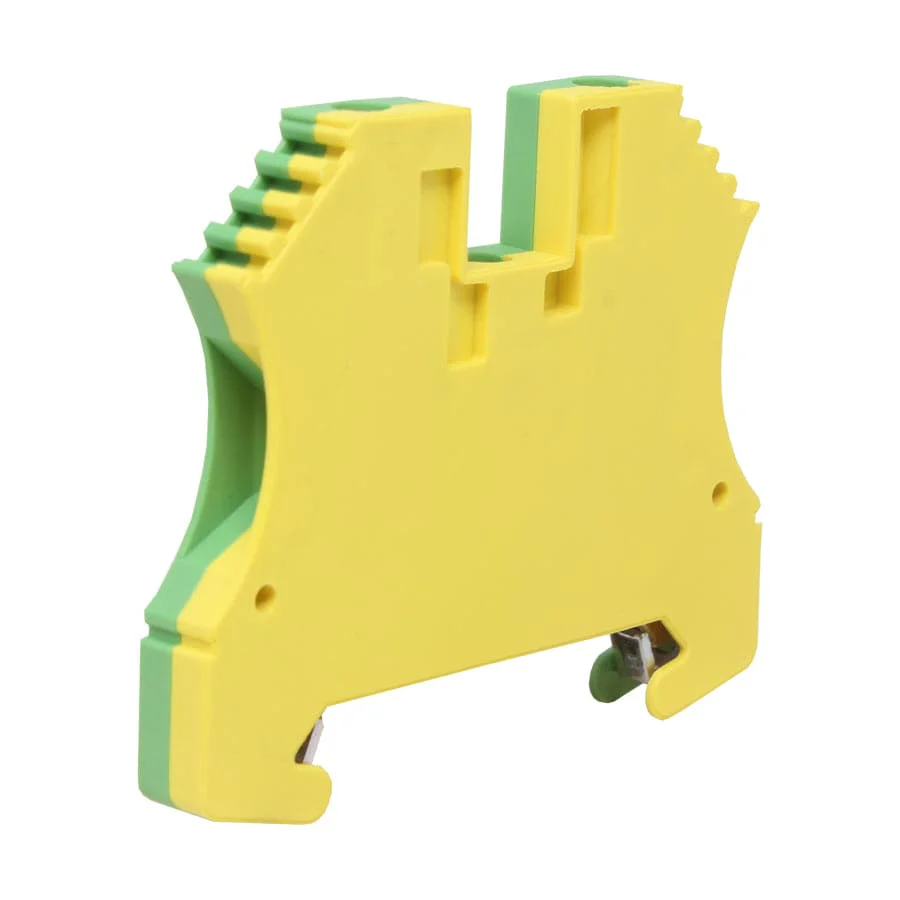 UKJ-W4JD - 22 to 10 AWG Screw Clamp, Feed-Thru, Ground Terminal Block, UL Approved, Yellow-Green