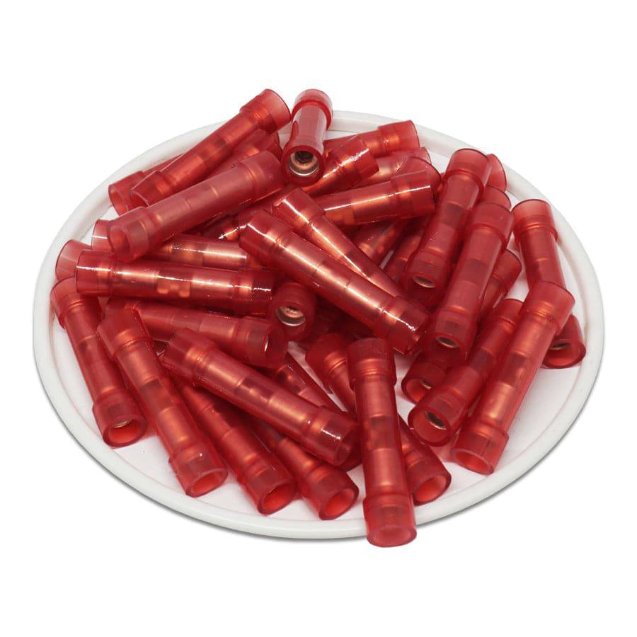 WBNYDF1 - 22 to 16 AWG Nylon Insulated Butt Splice Connectors, Double Crimp, Window, 100 Pieces - Image 2