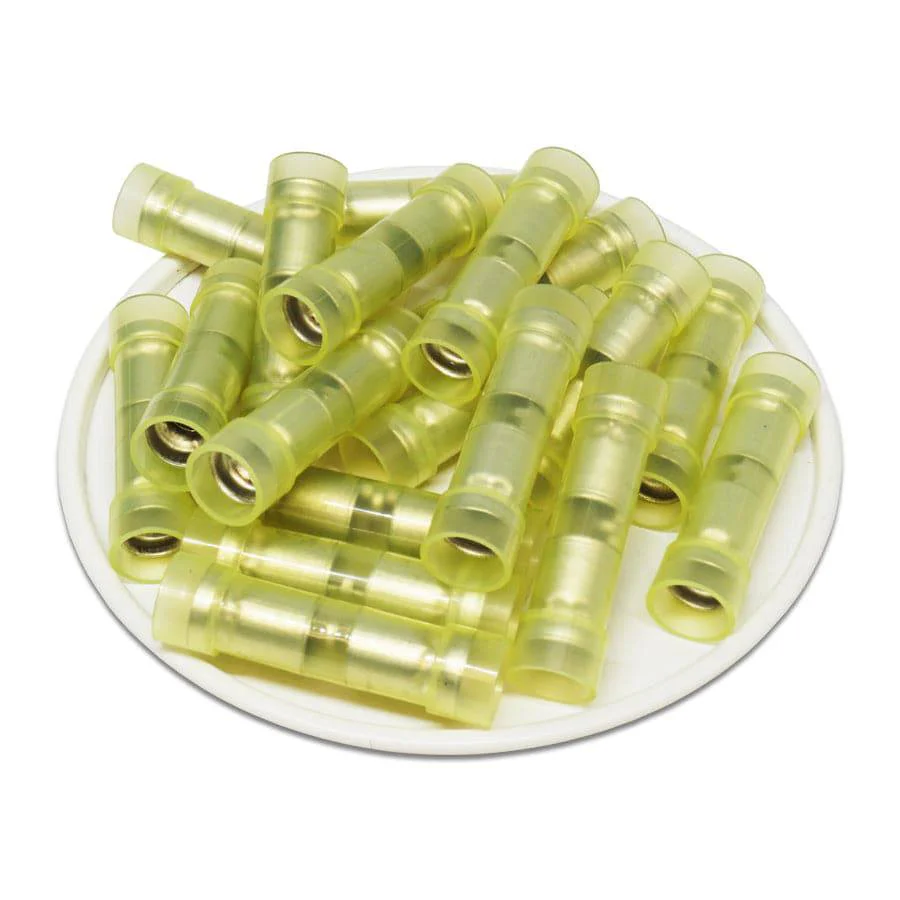 WBNYDF5 - 12 to 10 AWG Nylon Insulated Butt Splice Connectors, Double Crimp, Window, 50 Pieces