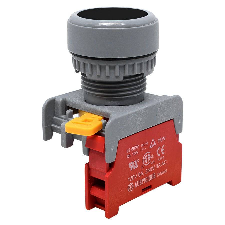 XB22-1/C-BK - 1/C - 22mm Flat Head Push Button Switch - Black