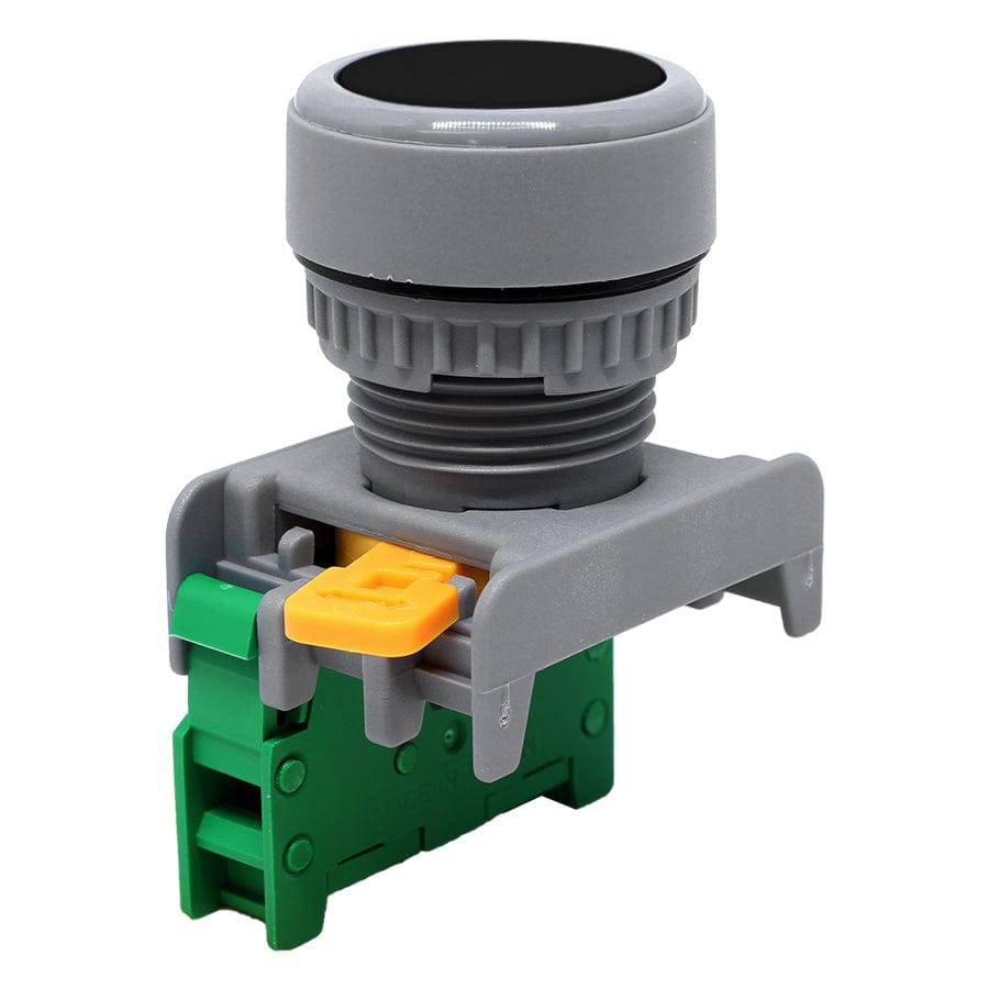 XB22-1/O-BK - 1/O - 22mm Flat Head Push Button Switch - Black