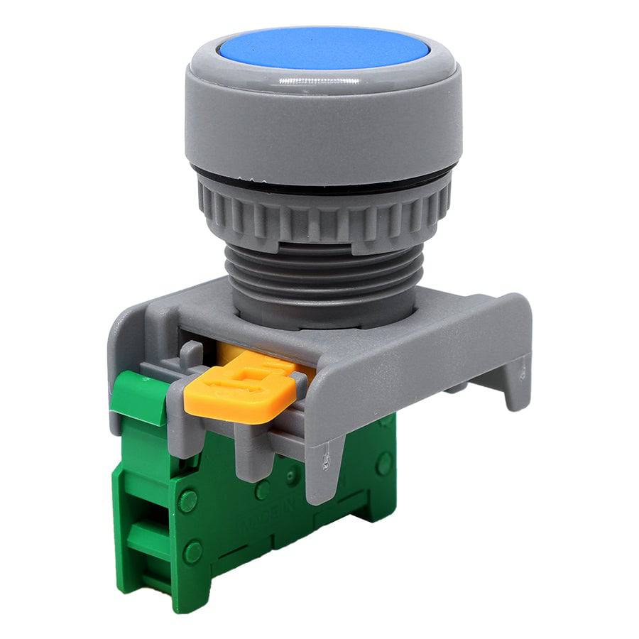 XB22-1/O-BL - 1/O - 22mm Flat Head Push Button Switch - Blue
