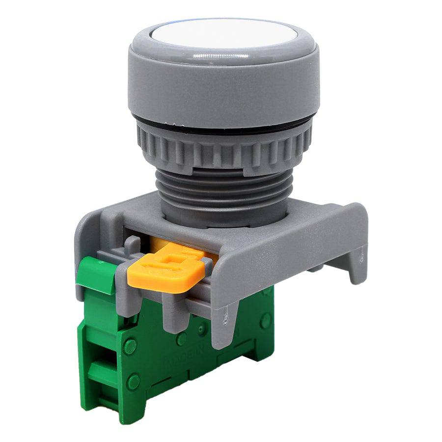 XB22-1/O-WH - 1/O - 22mm Flat Head Push Button Switch - White