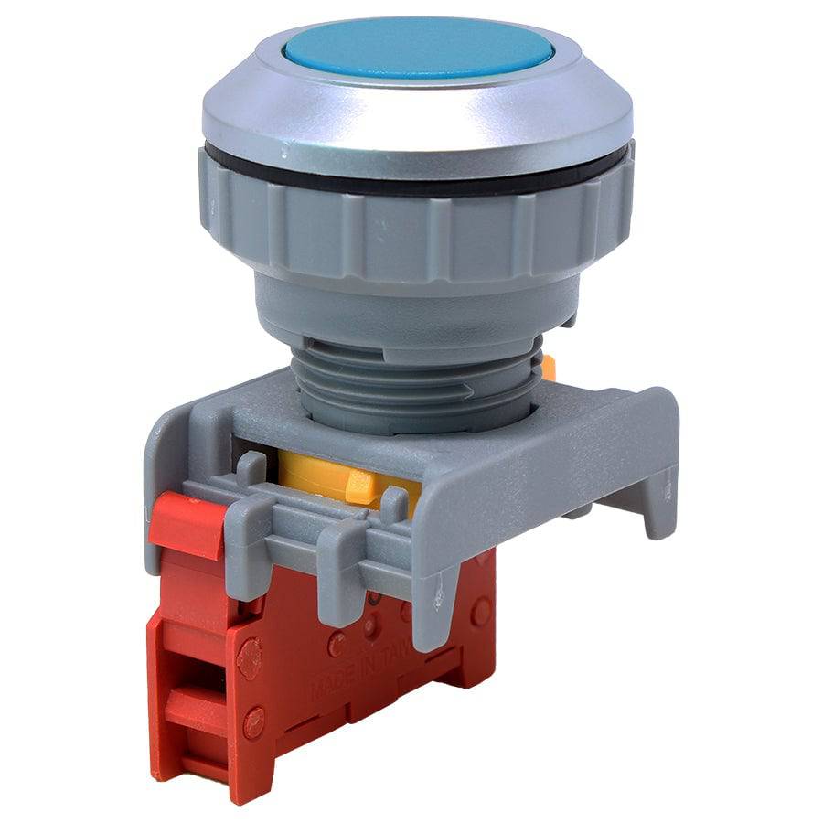 XB30-1/C-BL - 1/C - 30mm Flat Head Push Button Switch - Blue