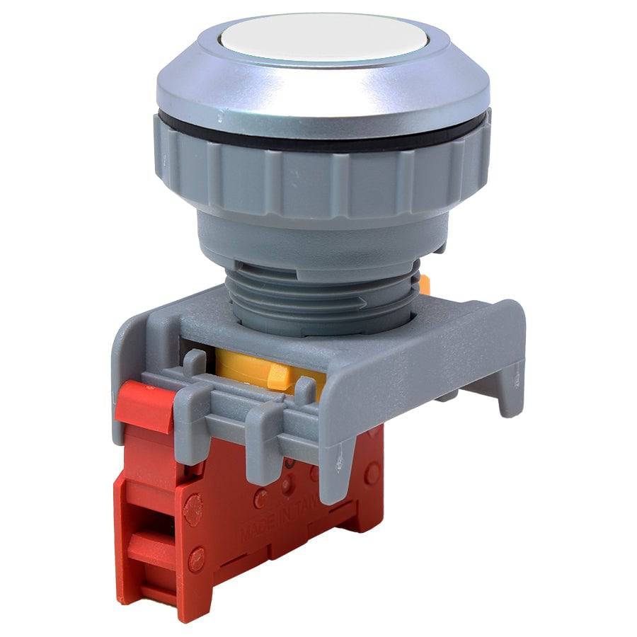 XB30-1/C-WH - 1/C - 30mm Flat Head Push Button Switch - White