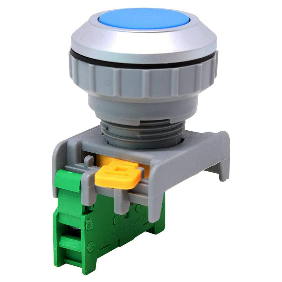 XB30-1/O-BL - 1/O - 30mm Flat Head Push Button Switch - Blue