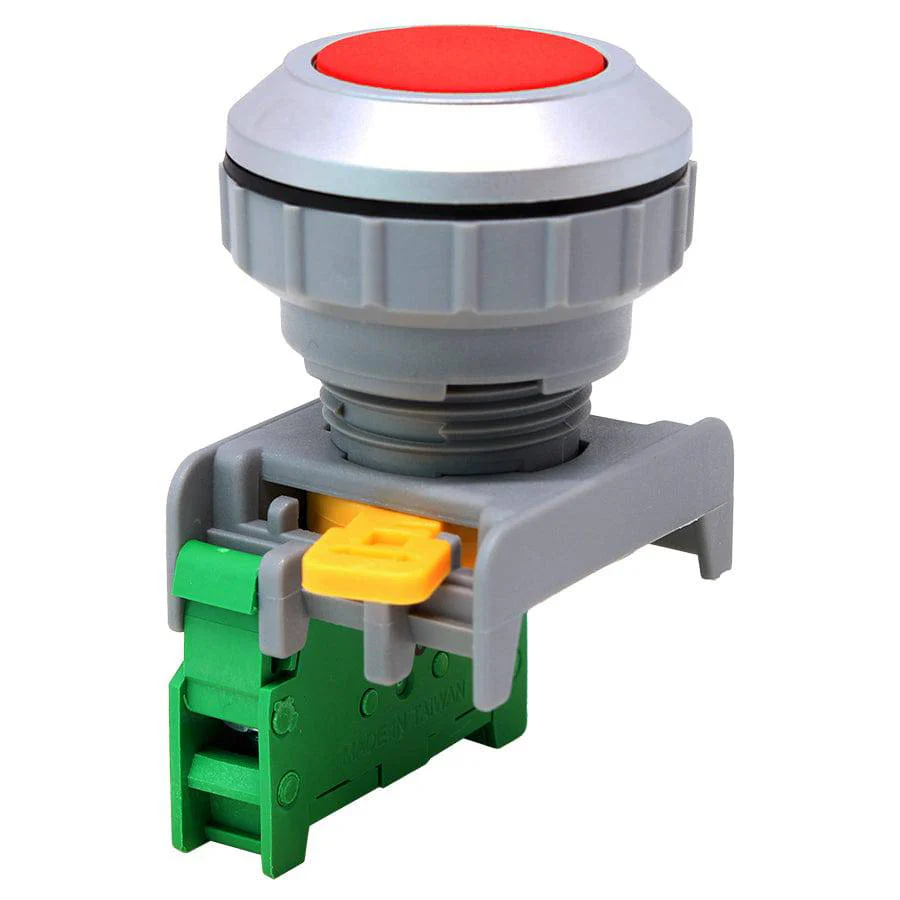 XB30-1/O-RD - 1/O - 30mm Flat Head Push Button Switch - Red