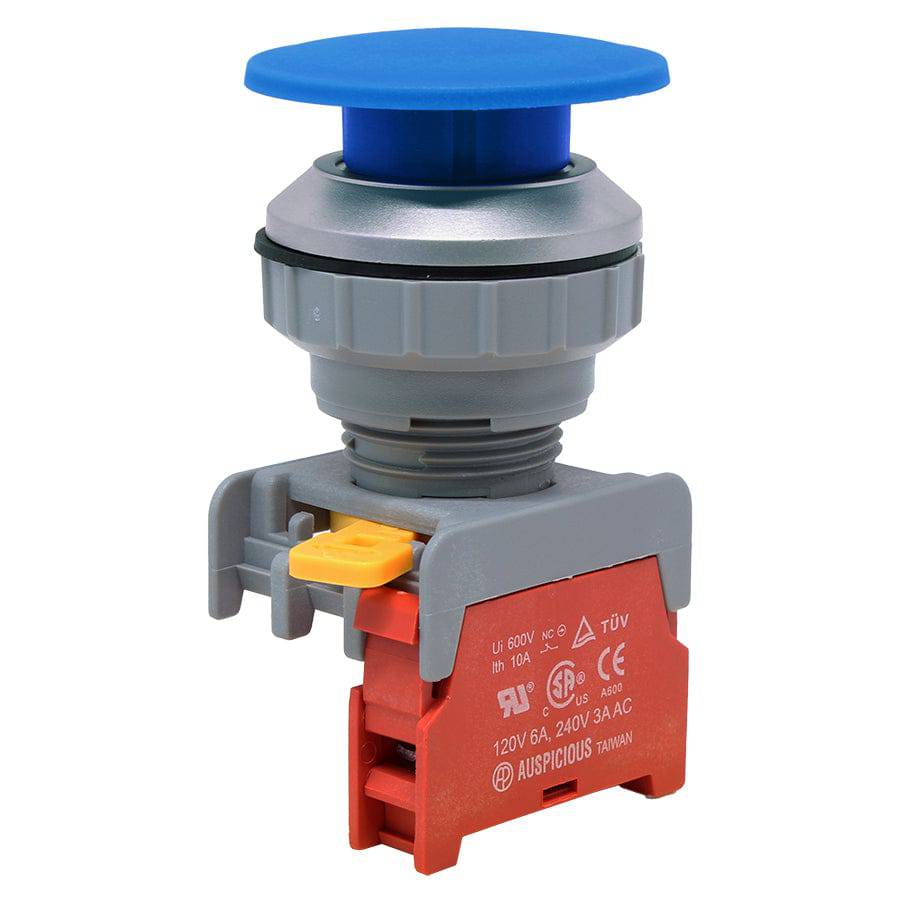XE30-1/C-BL - 1/C - 30mm Push Button - 40mm Mushroom Head - Blue