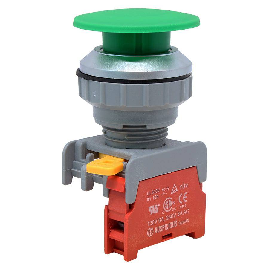 XE30-1/C-GN - 1/C - 30mm Push Button - 40mm Mushroom Head - Green
